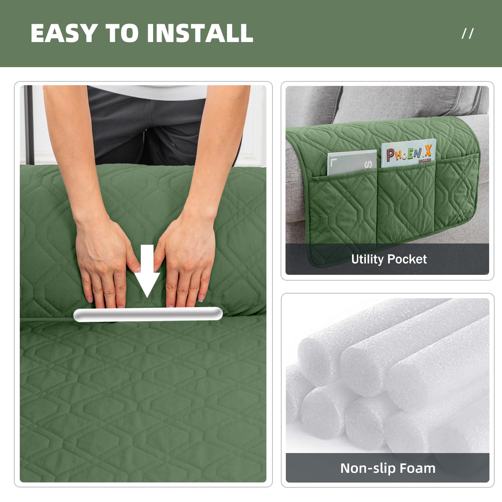 RAPRAP 100% Waterproof Armchair Cover with Side Pockets - Image 3