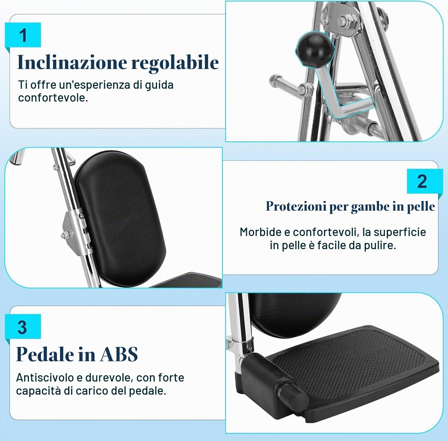 Poggiapiedi Regolabili per Carrozzine (Coppia)|Portata 100kg/pedale|Regolazione 40-70cm altezza & 90°-180° angolo|Montaggio rapido,per gli utenti di sedie a rotelle e il personale di assistenza