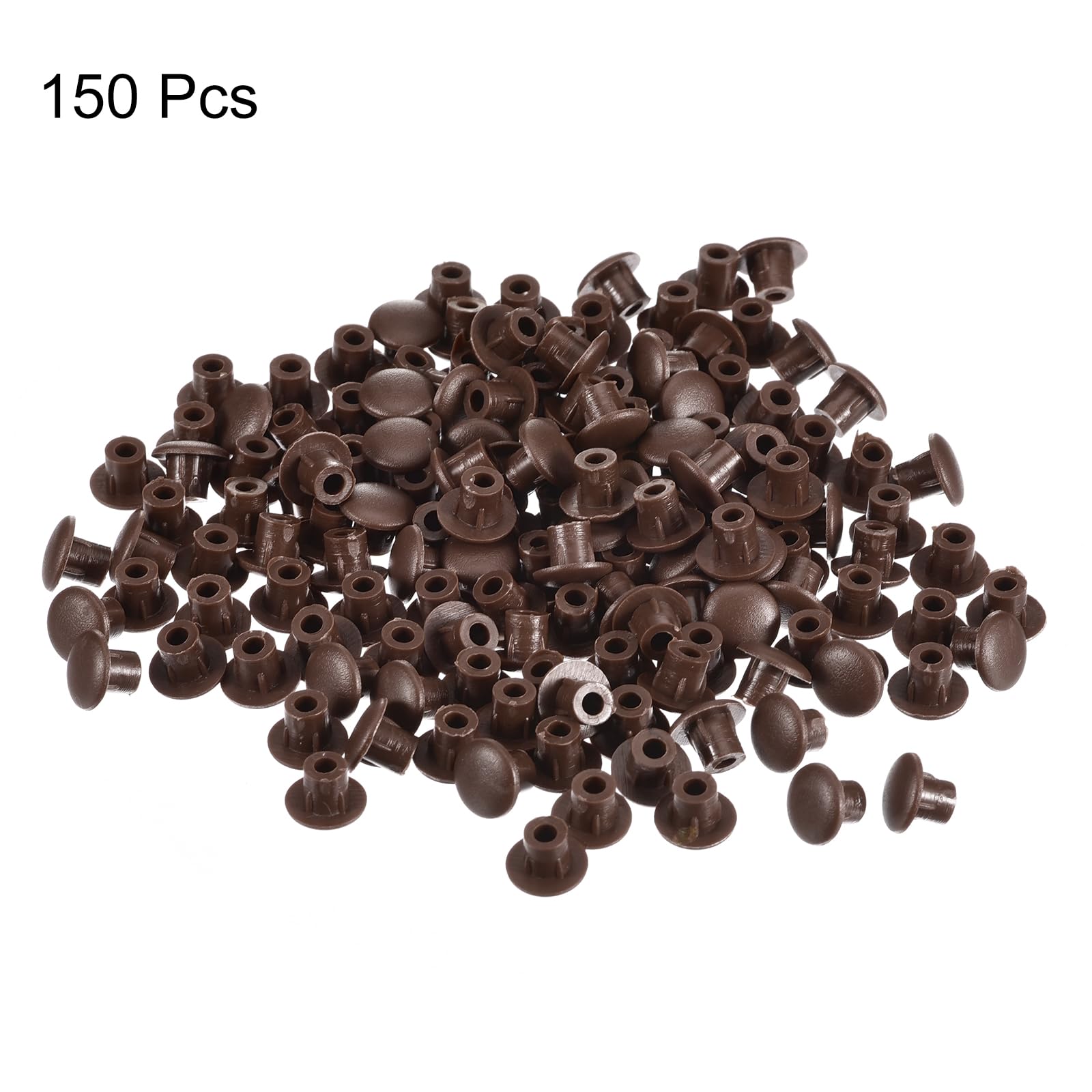 QUARKZMAN 150pz Tappi per Fori di Vite, 5mm(3/16") Dia Tappo Rotondi da Inserire a Pressione in Plastica Ripiani per Mobili Armadietti Credenze, Marrone Scuro