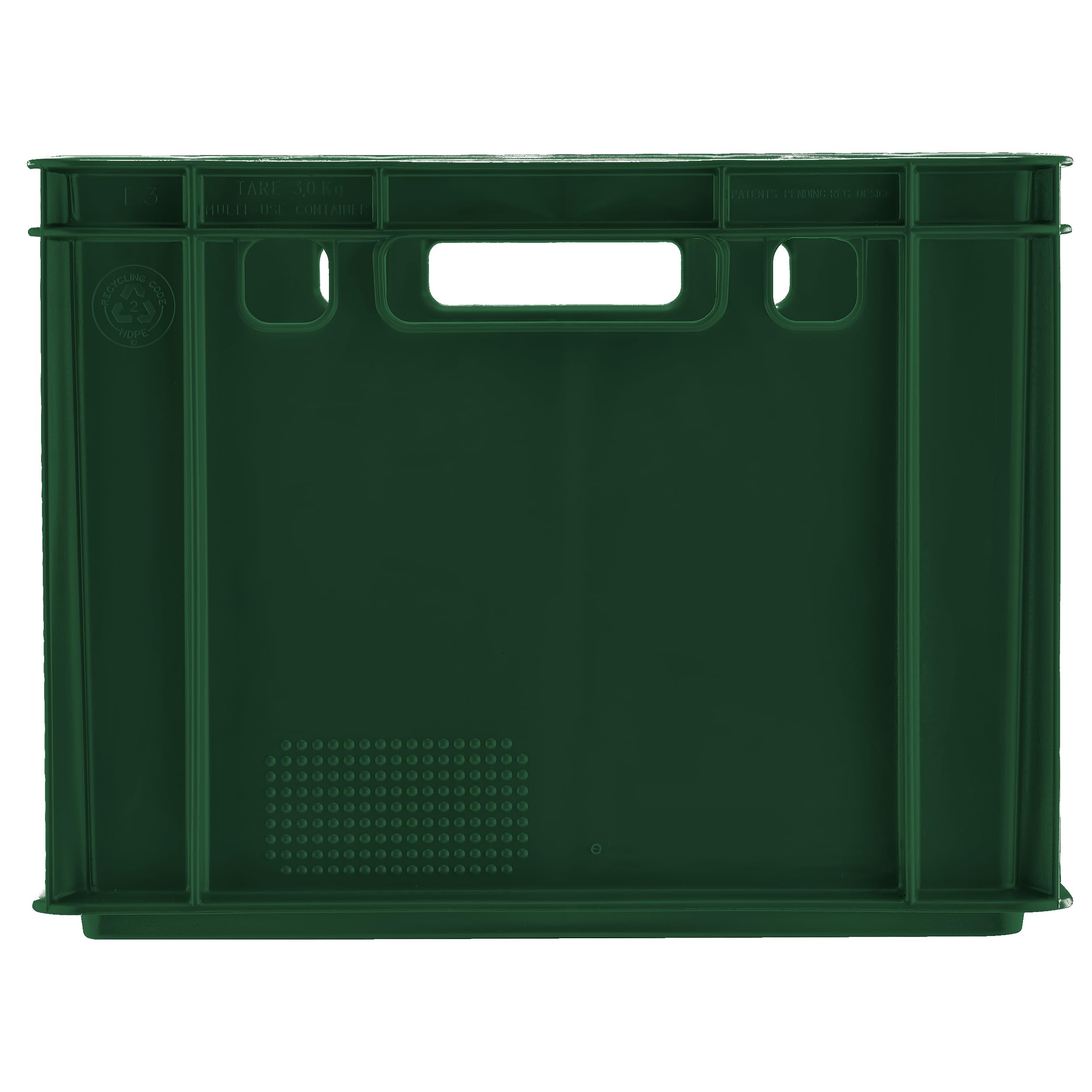 BURI 2 cajas para carniceros, 60 x 40 x 30 cm, E3 alto, extremadamente robustas, apilables, aptas para alimentos, apilables (verde oscuro)