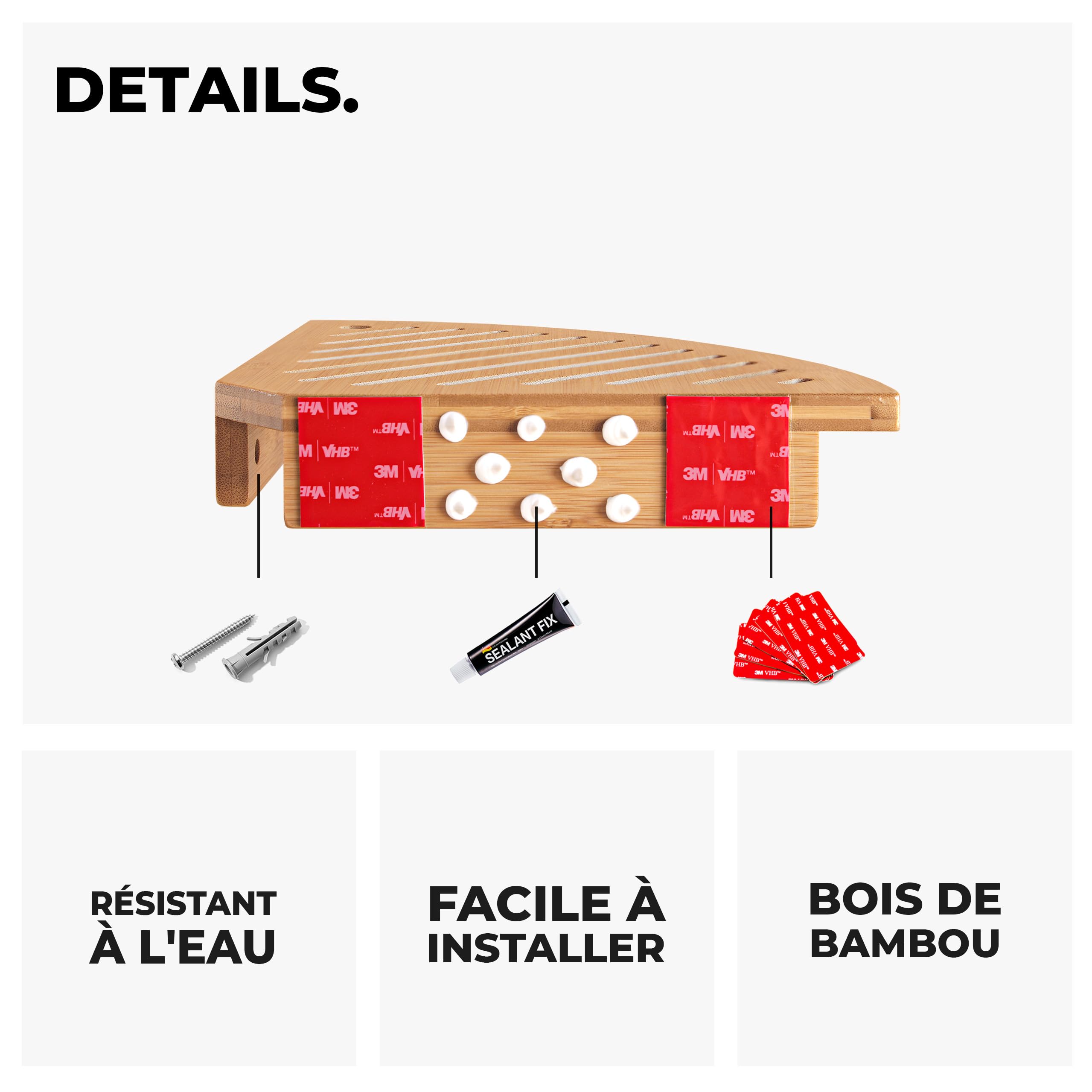 Porte-serviettes Mural En Bambou Sans Perçage - Adhésif Puissant, étanche, Rangement Salle De Bain/cuisine, 21x7 Cm - 9