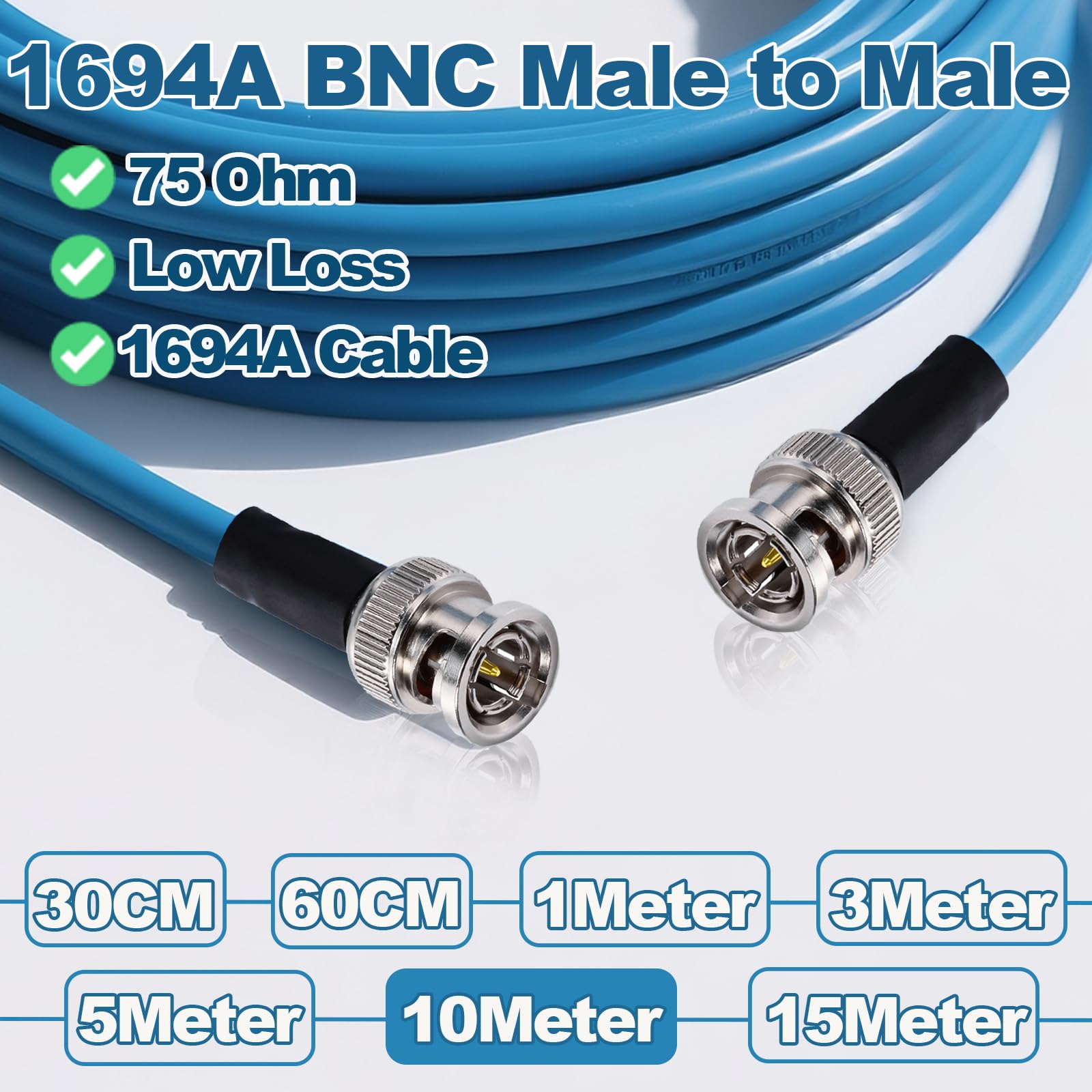 Bingfu Cavo BNC SDI Cavo Video Digitale SDI HD 3G 6G 10 m 75 Ohm Belden 1694A per Videocamera Monitor Registratore Fotocamere Apparecchiature Video, Supporta HD-SDI 3G-SDI 1080P 9K-UHD