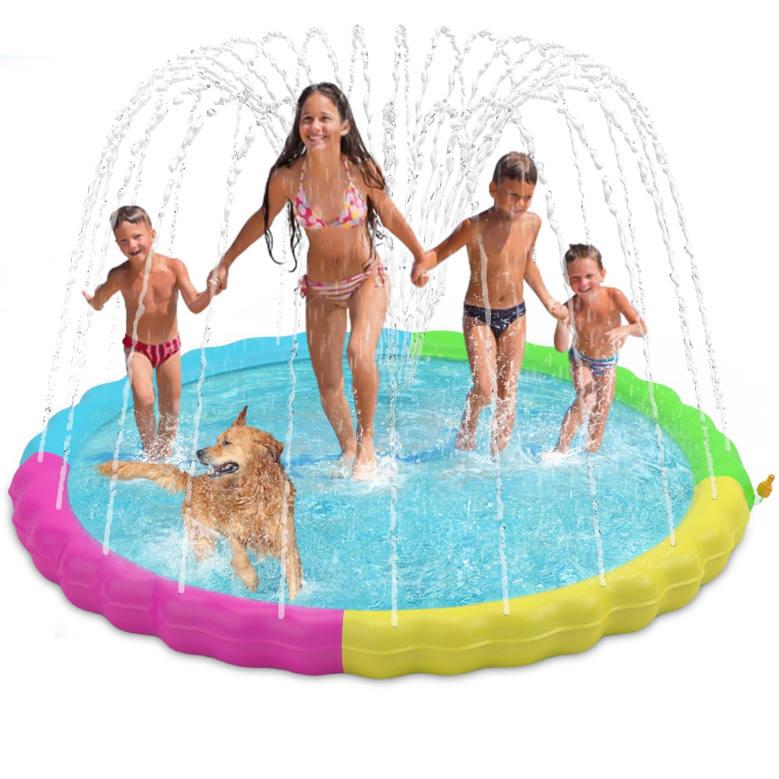 Heeyoo Splash Pad for Toddler Summer Fun, Sprinkler Pool for Kids Outdoor Play, Thicken Dog Pad, Toddler Fountain Play Mat