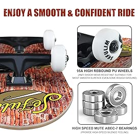 Sefulim 31 x 8 Inch Complete Skateboard 7 Layer Canadian Maple Double Kick Deck Concave Cruiser Trick Skateboard for Boys Girls Teens Adults Beginner