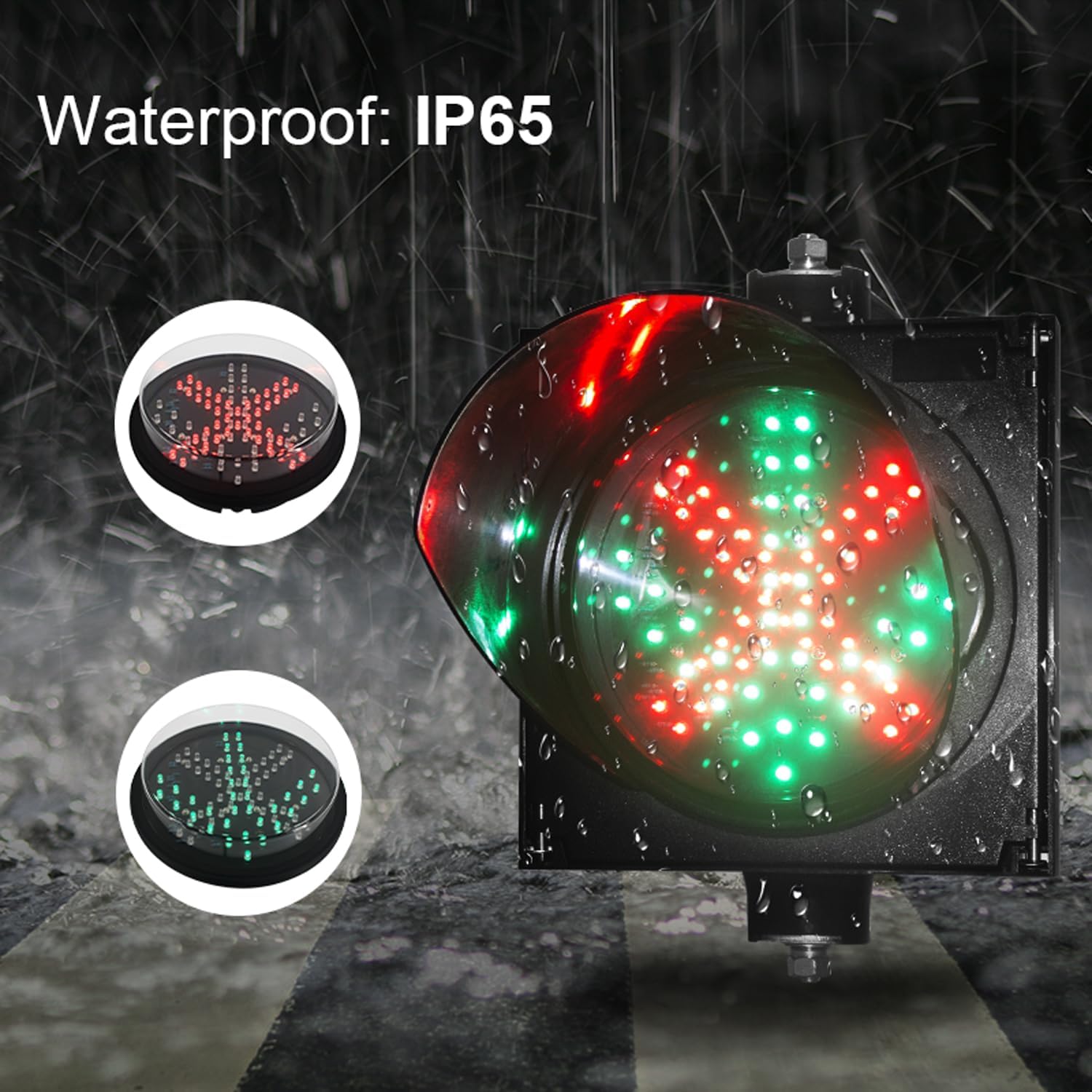 BBMi 200mm(8inch) Red Cross Green Arrow 2 in 1 LED Traffic Light, IP65 Waterproof Traffic Signals Lamp(85-265V AC).
