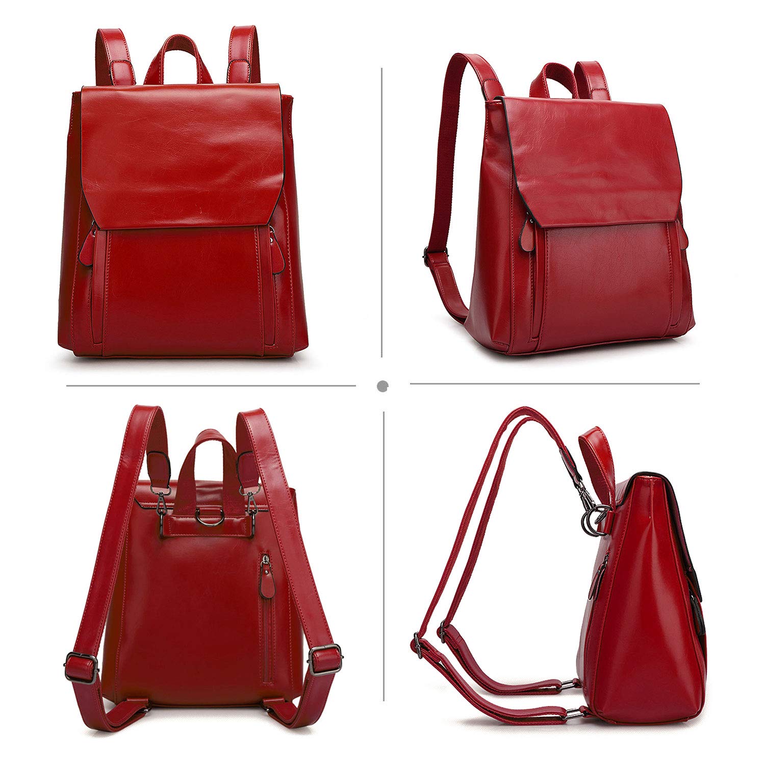 Donne Zaino in Pelle PU Impermeabile Scuola Borsa da College Snap Magnetico Zaino per Ragazze