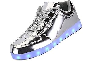 USB Rechargeable Flashing Silver Light Up Low Top LED Shoes