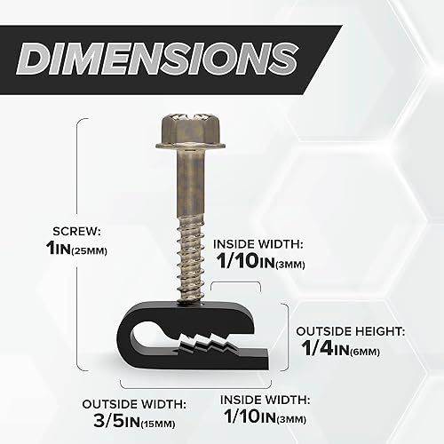 Miniatura 7 de THE CIMPLE CO - Mini clips de cable de alambre, clip de cable de alambre eléctrico, clip de tornillo de 110 in (3 mm) y sujetador, negro (100 piezas