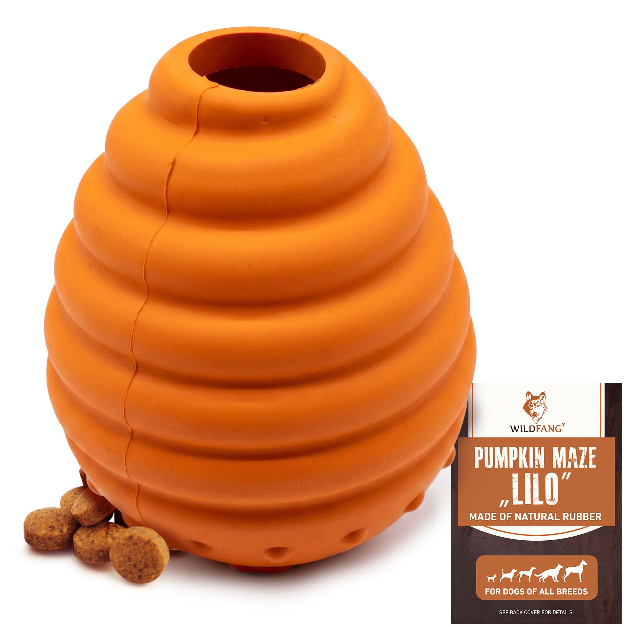 Wildfang 庐 Rubber Dog Toys for Aggressive Chewers, Lilo - Natural Rubber Dog Toy Throw Pumpkin, Supports Dental Health, Teething, Outdoor & Indoor Play, Dog Toy for All Breeds — image 1