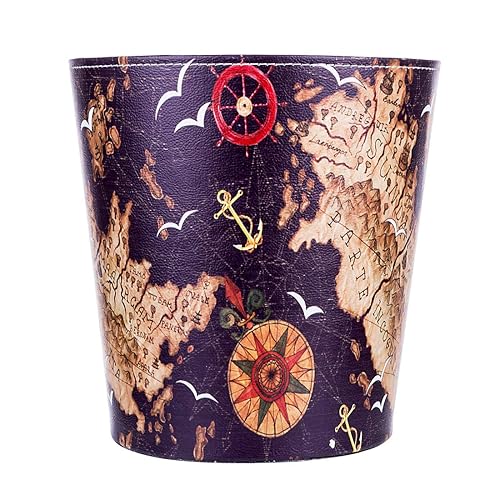 Miniatura 8 de Cubo de basura de cuero, cesta decorativa de desechos, pequeña cesta de papel de desecho de capacidad de 10 litros, bote de basura impermeable para