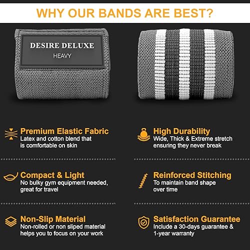 Miniatura 7 de Juego de bandas de resistencia Desire Deluxe para entrenamiento de ejercicio, equipo de terapia física - Bandas elásticas para hombres y mujeres,