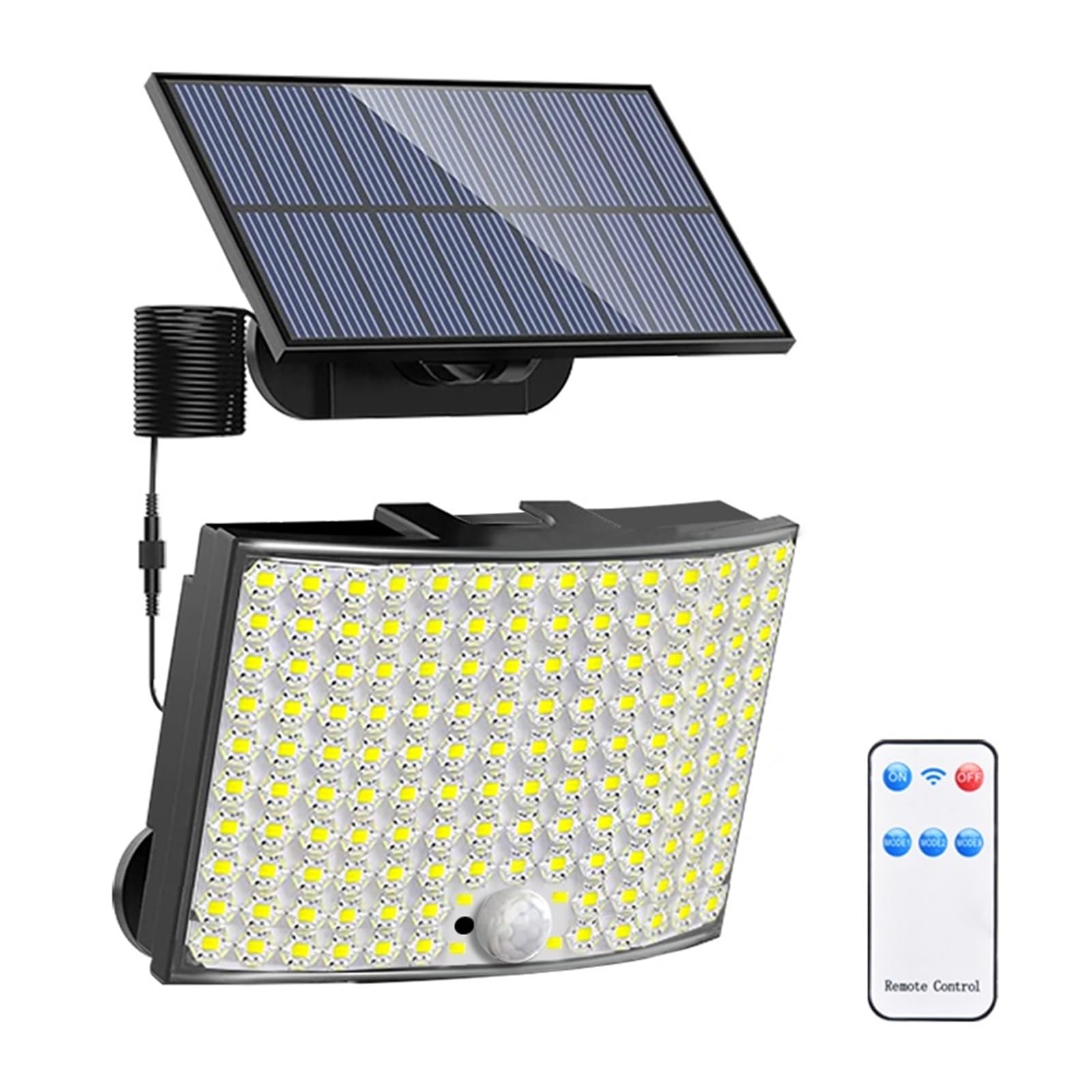 Focos solares LED 328 LED Lámpara Solar Al Aire Libre 128 Lámpara De Pared IP65 Focos Impermeables Lámpara Sensor De Movimiento Solar 3 Modos Luz De Calle Decoración De Jardín El ahorro de energía ( C