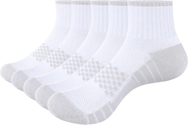 YUEDGE Womens Ankle Socks For Women, Wicking Cushioned Quarter Socks Performance Gym Golf Athletic Running Socks, 5 Pairs