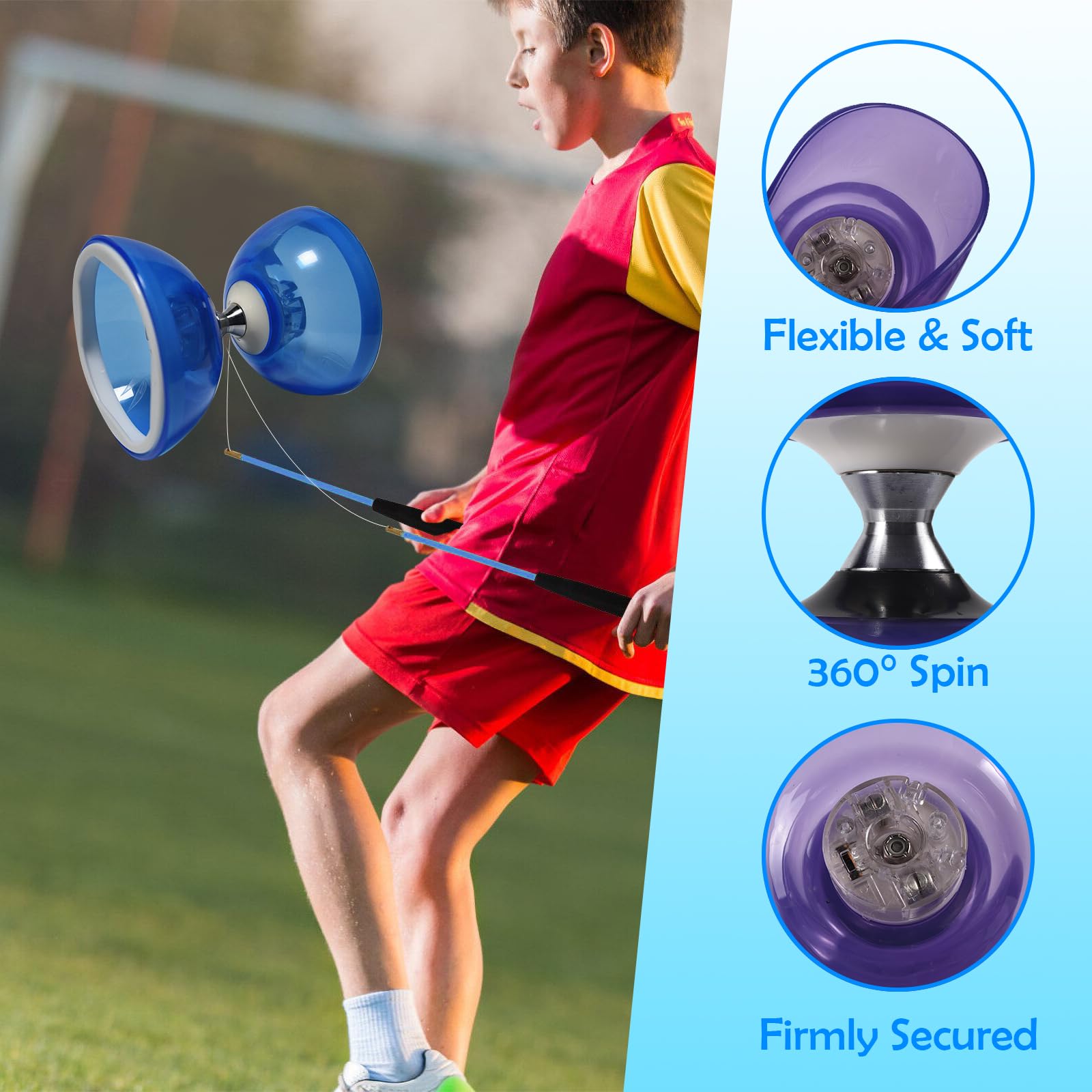 GOTOTOP Diabolo Triple Roulement Ensemble de diabolo à triple roulement Yoyo chinois avec bâtons de diabolo jouets Vert - Jeux - Jouets