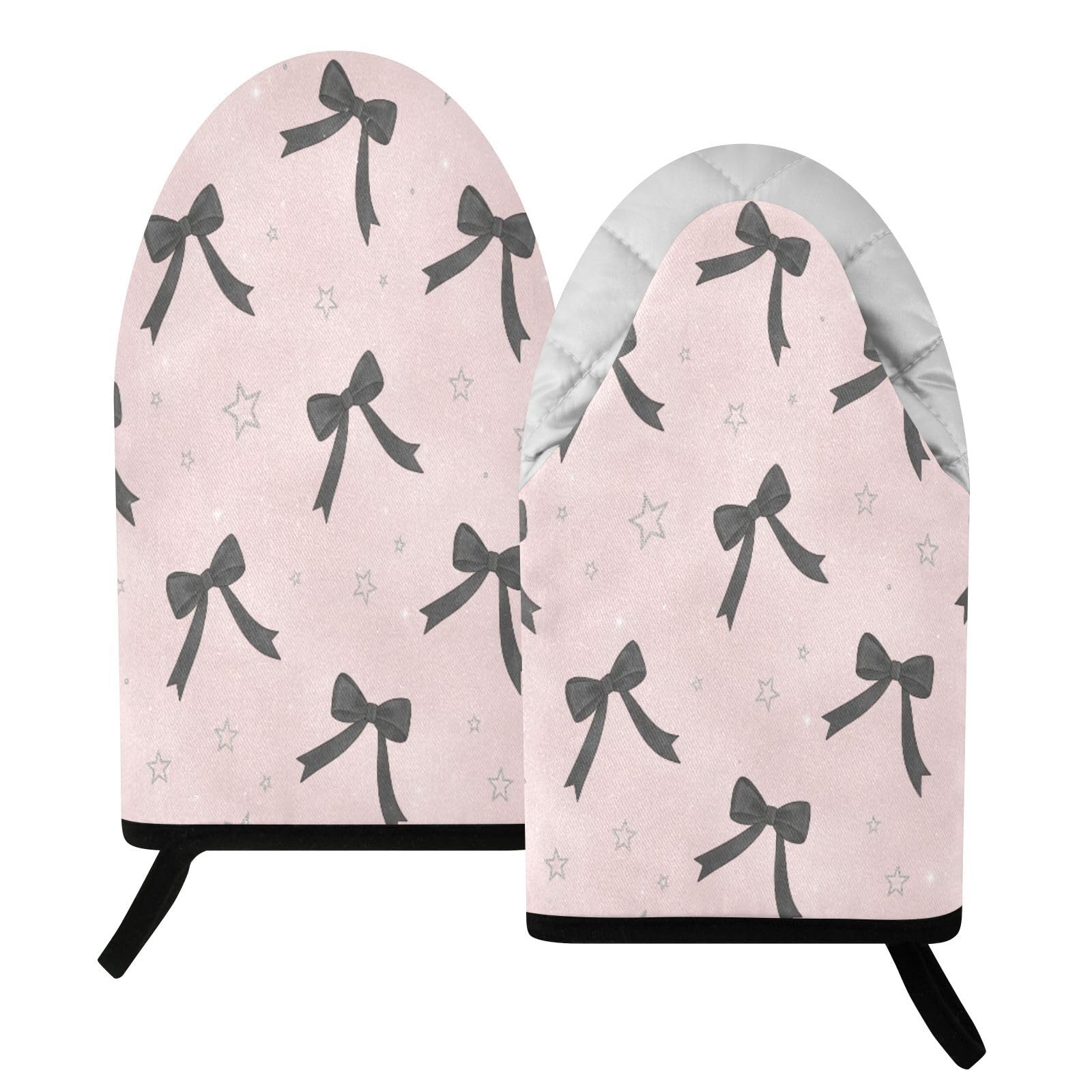BURSTDDY Bows Oven Mitt,Heat Resistant Kitchen Mitts for Cooking
