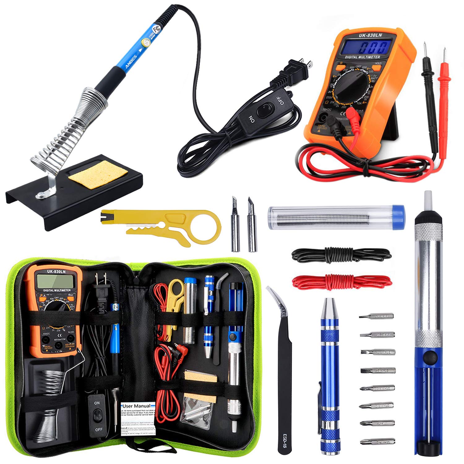 Anbes Soldering Iron Kit 60W Adjustable Temperature Welding Tool
