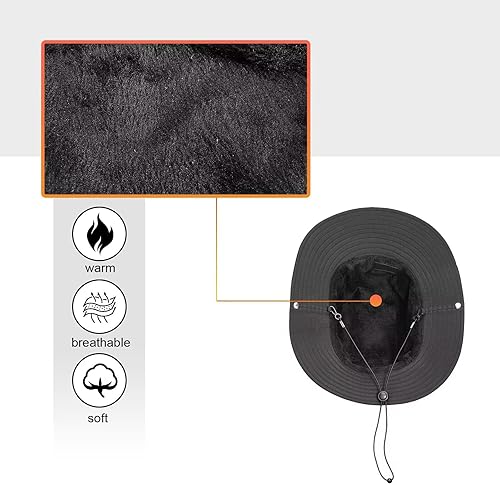 Miniatura 7 de Rain Hat for Women Waterproof Winter Bucket Hat Wide Brim Warm Fleece Lined Bucket Rain Hat UV Protection UPF 50+ Sun Hat Safari Hat for Fishing