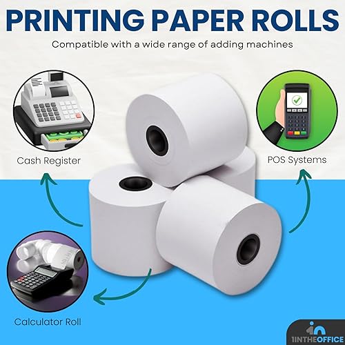 Miniatura 3 de 1InTheOffice Papel para impresora de caja registradora y punto de servicio, 3 pulgadas x 128 pies, 10 rollos