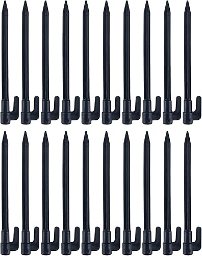 20 estacas de plástico resistente para bordes de paisaje, soporte para plantas, estacas de césped, estacas duraderas para tienda de campaña, gancho