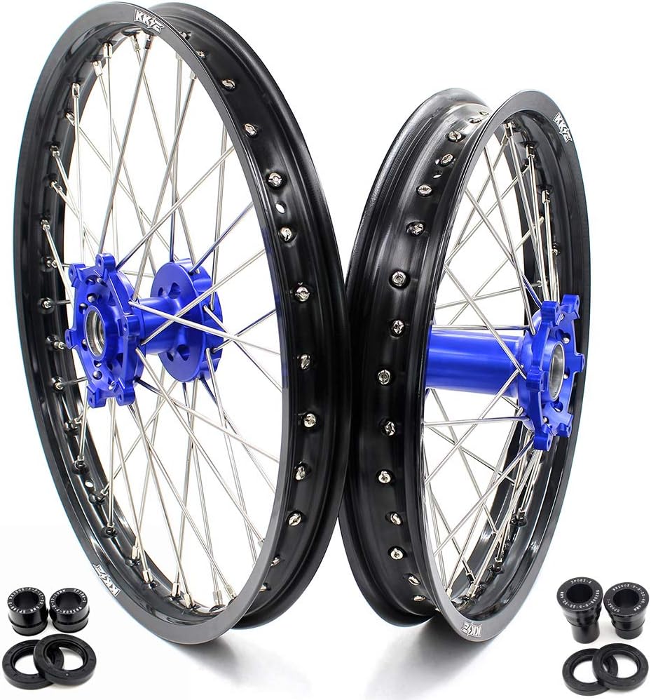 KKE 21'' 18'' Dirtbike Enduro Wheels Set Compatible with YAMAHA WR250R 2008-2020 Blue Hub