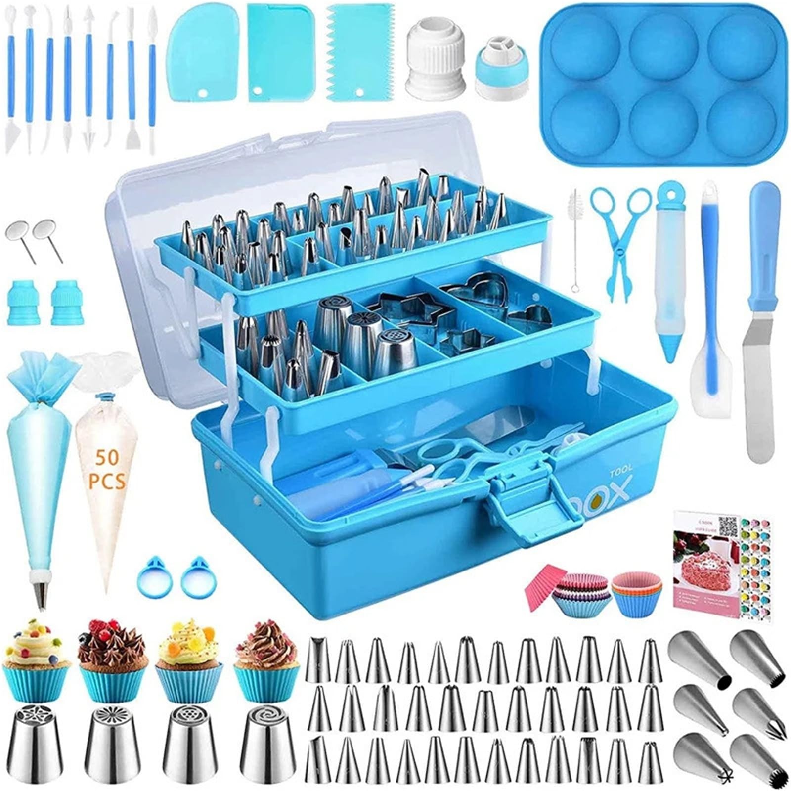 236-teiliges Kuchendekorationswerkzeug-Set | Komplettes Set aus Spritzbeuteln und Spritztüllen for Backen von Kuchenglasuren