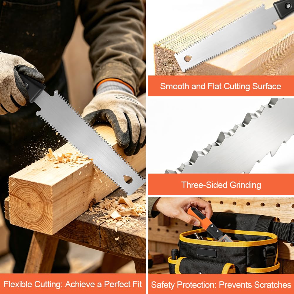 Sierra de Doble Filo, Sierra Japonesa, Filo 7/9TPI, con Antideslizante Mango, Hoja de Acero al Carbono, Corte Rápido Limpiopara Carpintería Trabajos Madera Cortar Maderas Bricolaje Hecho a Mano