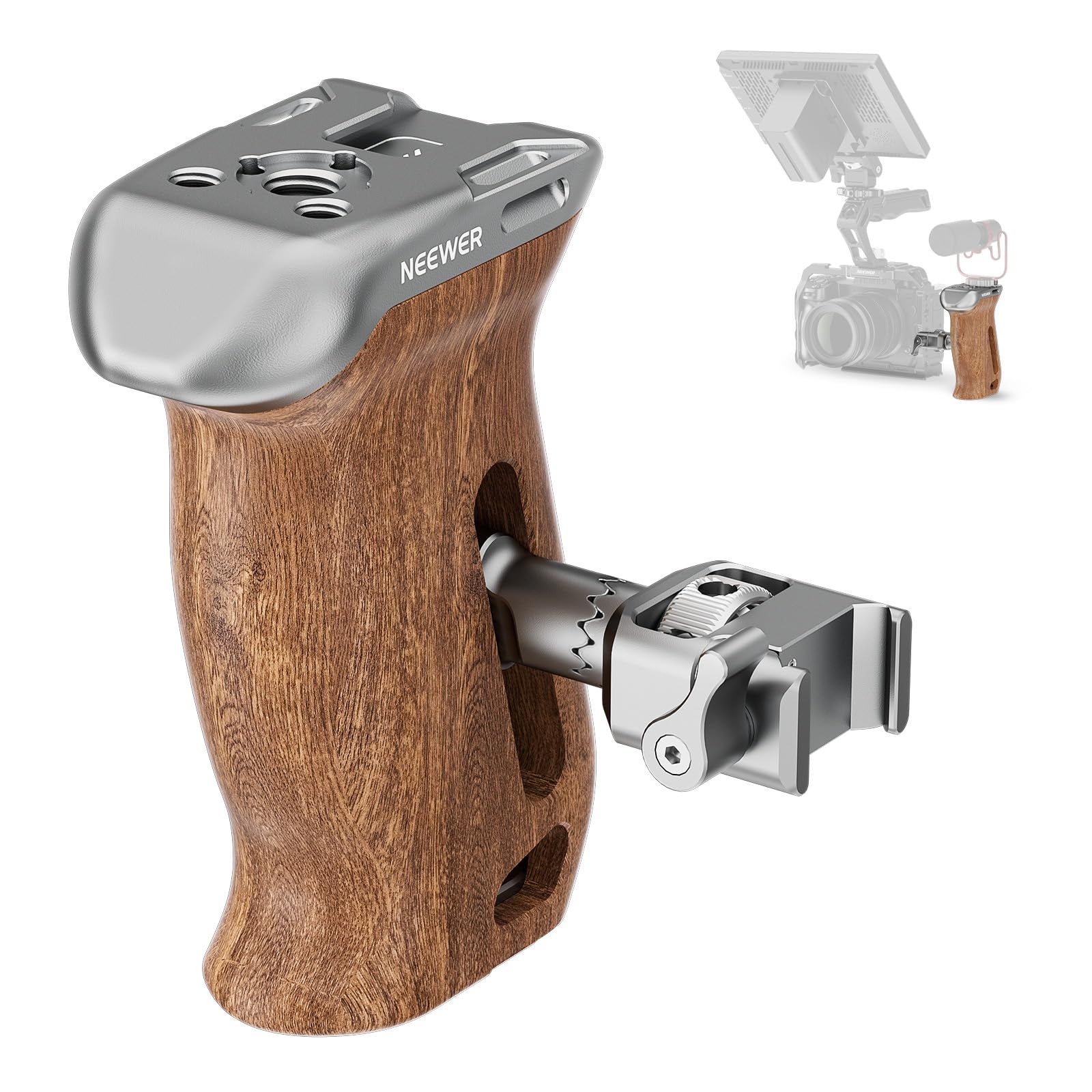 Amazon.com : NEEWER Wooden Side Handle Grip with NATO Clamp, 1/4
