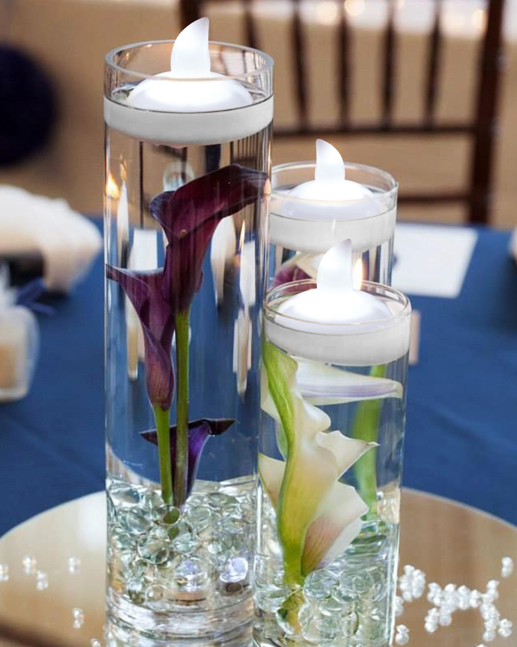 Qeunrtiy 48 Bougies Électroniques Flottantes à sans Flamme pour Dîner de Piscine, Fête de Mariage - Lumière Jaune de Haute Qualité et Faciles à Utiliser