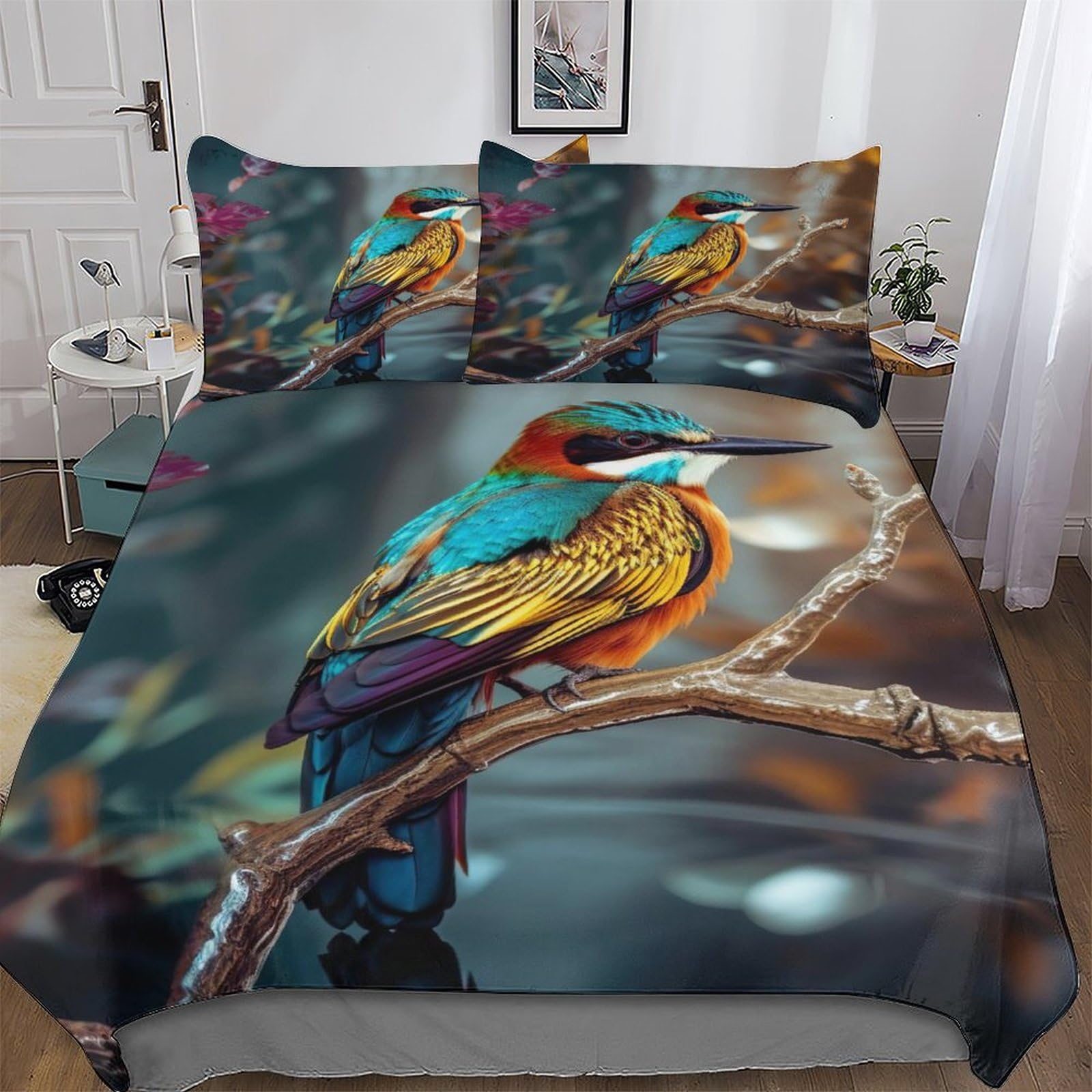 Bird Duvet Cover Set with Pillowcases Soft Quilt Covers Microfiber Bedding For Boys Girls And Teenagers Comforter Cover Single(135x200cm)