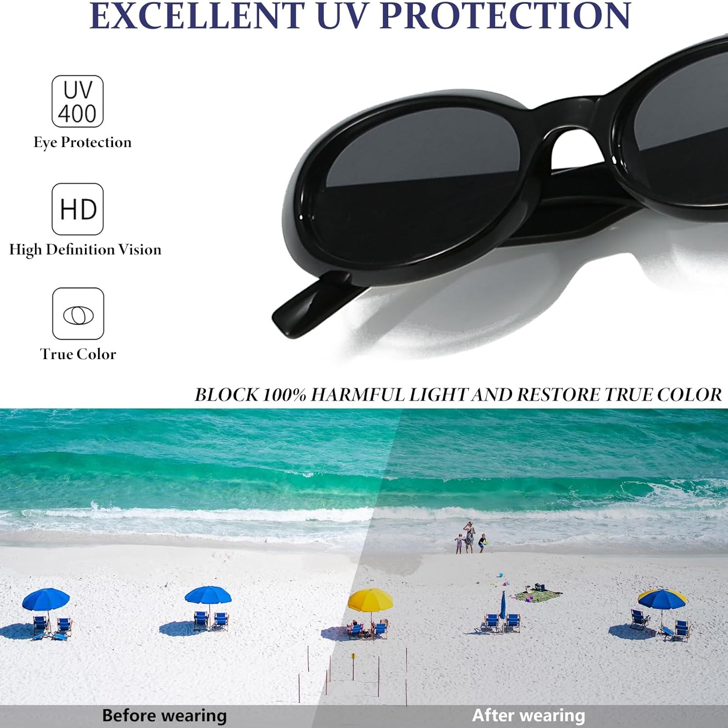 Retro Oval Sunglasses for Women 90s Classic Shades Vintage Fashion Womens Sun Glasses - Image 4