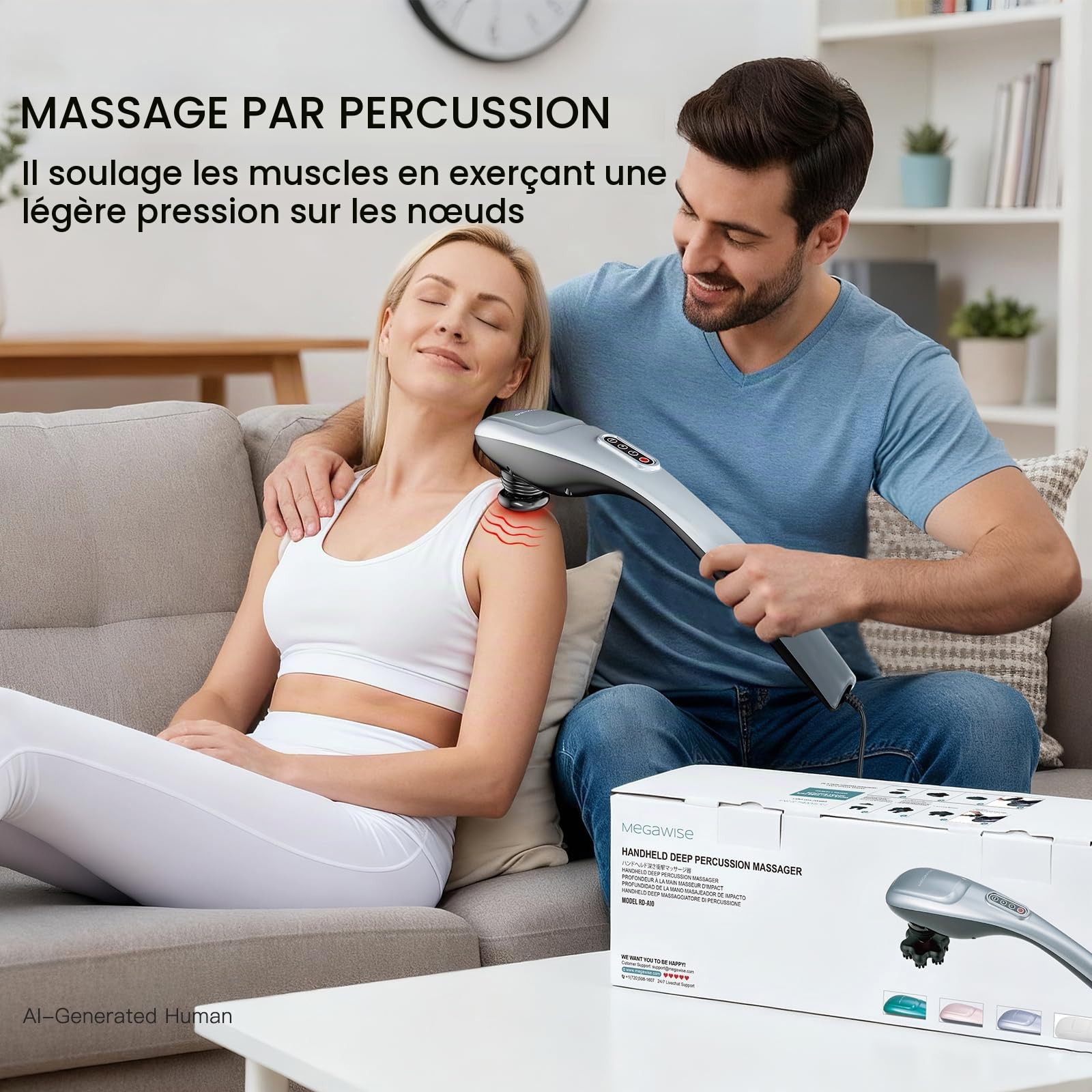 Masseur de cou de tissu profond portatif pour les épaules, la taille, les jambes, masseur de cou électrique de 3600 RPM avec 5 noeuds et 5 vitesses, soulagement de muscle de noeud, poids léger