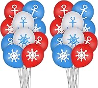 Vista 4 de 30 globos náuticos para decoración de cumpleaños, globos náuticos de 12 pulgadas, anclajes de rueda para decoración de cumpleaños temática