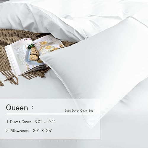 Miniatura 6 de Funda de edredón 100% rayón derivado de bambú, funda de edredón lujosamente suave, juego de 3 piezas de 90 x 92 pulgadas, funda de edredón
