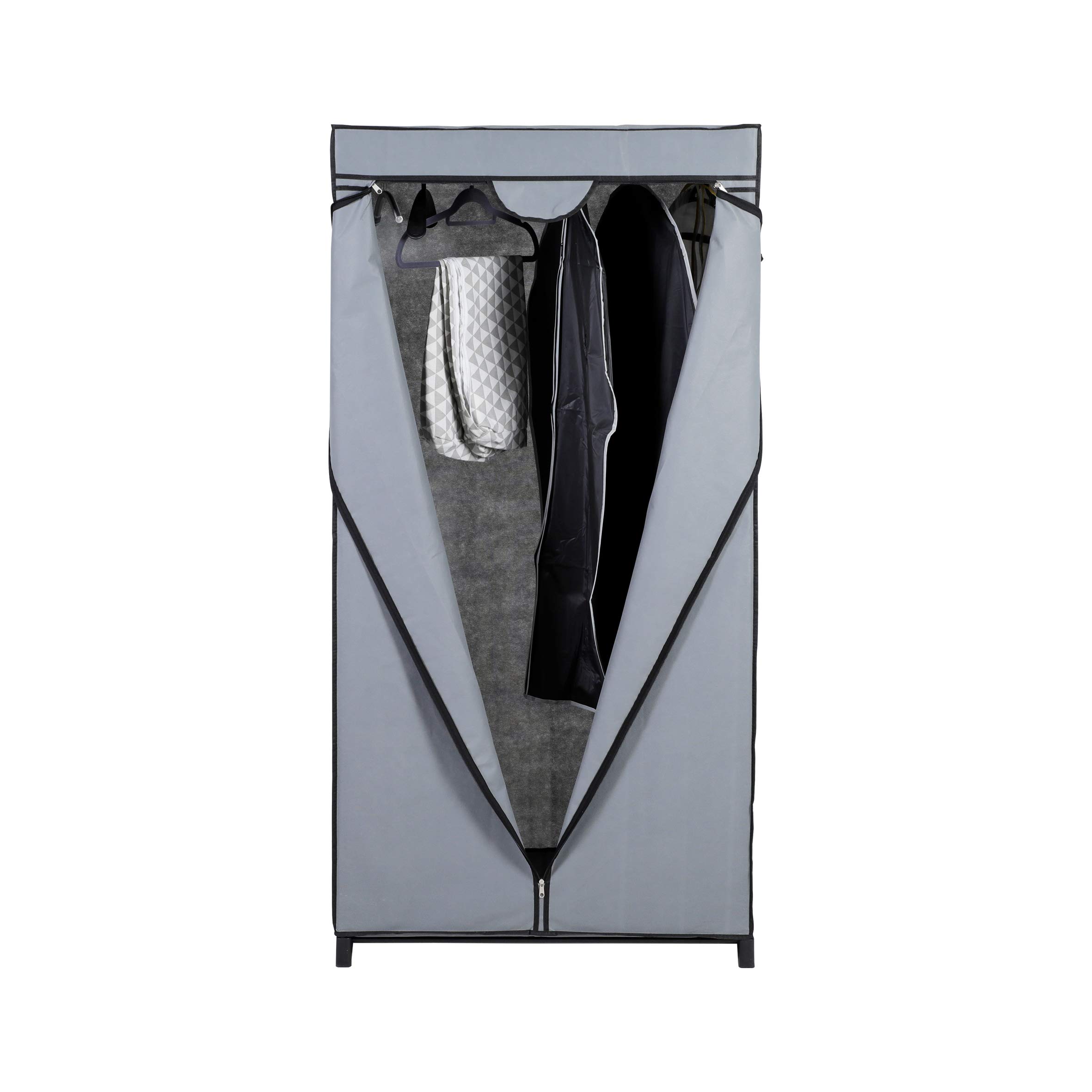 axentia Stoffschrank, ca. 75 x 150 x 50 cm, Grau-schwarz