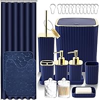 Vista 34 de Bathroom Accessories Set - 25PC Bathroom Sets with Shower Curtain and Rugs, Orange Bathroom Accessories with Trash Can, Soap Dispenser, Soap Dish &