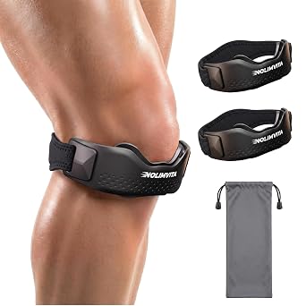 Patellar Tendon Support Strap 2 Pack, Knee Brace for Women & Men, Knee Strap with Dual-Length Adjustable Bands, Patella Band for Running Hiking Basketball Gym Fitness Tennis Cycling Squats