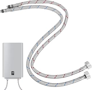 Stainless Steel Washing Machine Hoses, Braided Burst Proof Hot Cold Striped Water Supply Line High Temperature Resistance Leakage Prevention Hose Suitable for Bathroom Toilet