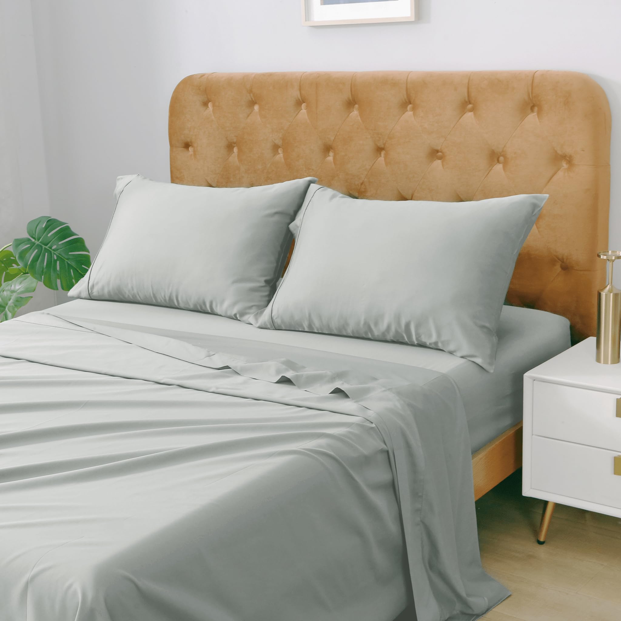Highland Feather 100 Pure Cotton Sheet Sheets Set 300 Thread Count 4-Piece Long-Staple Combed Cotton Bedding Sheets for