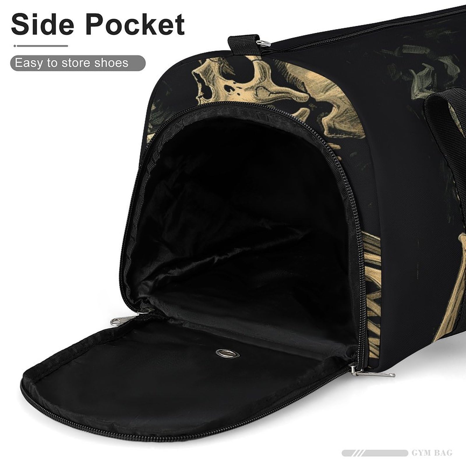 Fitness-Tasche, ein Skelett mit brennender Zigarette, Sporttasche, Reise-Fitness-Tasche, Essentials-Turnbeutel, Turnbeutel mit Schuhfach, Stil, Stil, Einheitsgröße, modern, Stil:,