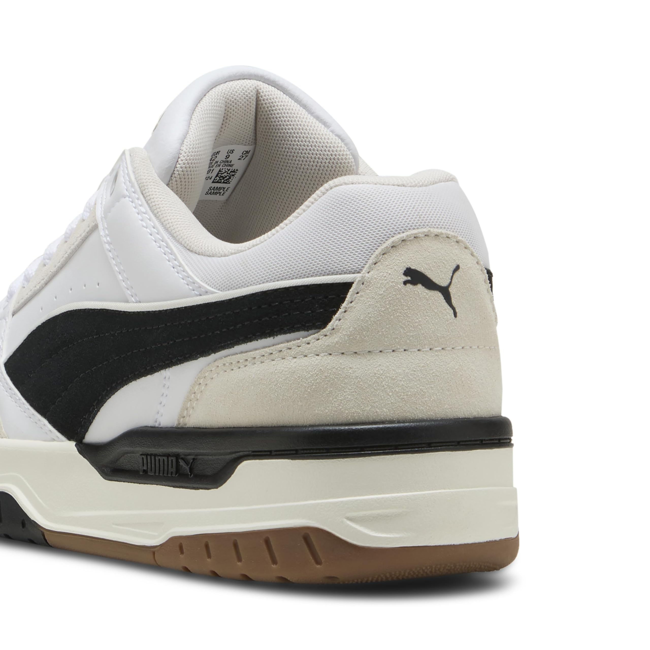 Puma Rebound Retro-Schuhe für Herren, Weiß-Schwarz-Federgrau, 10 – Ansicht 3