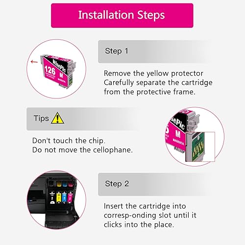 Miniatura 3 de WisePic T126 - Cartucho de tinta de repuesto para Epson 126 T126 para Workforce 435 520 545 635 645 845 WF-3520 WF-3530 WF-3540 WF-7010 WF-7510