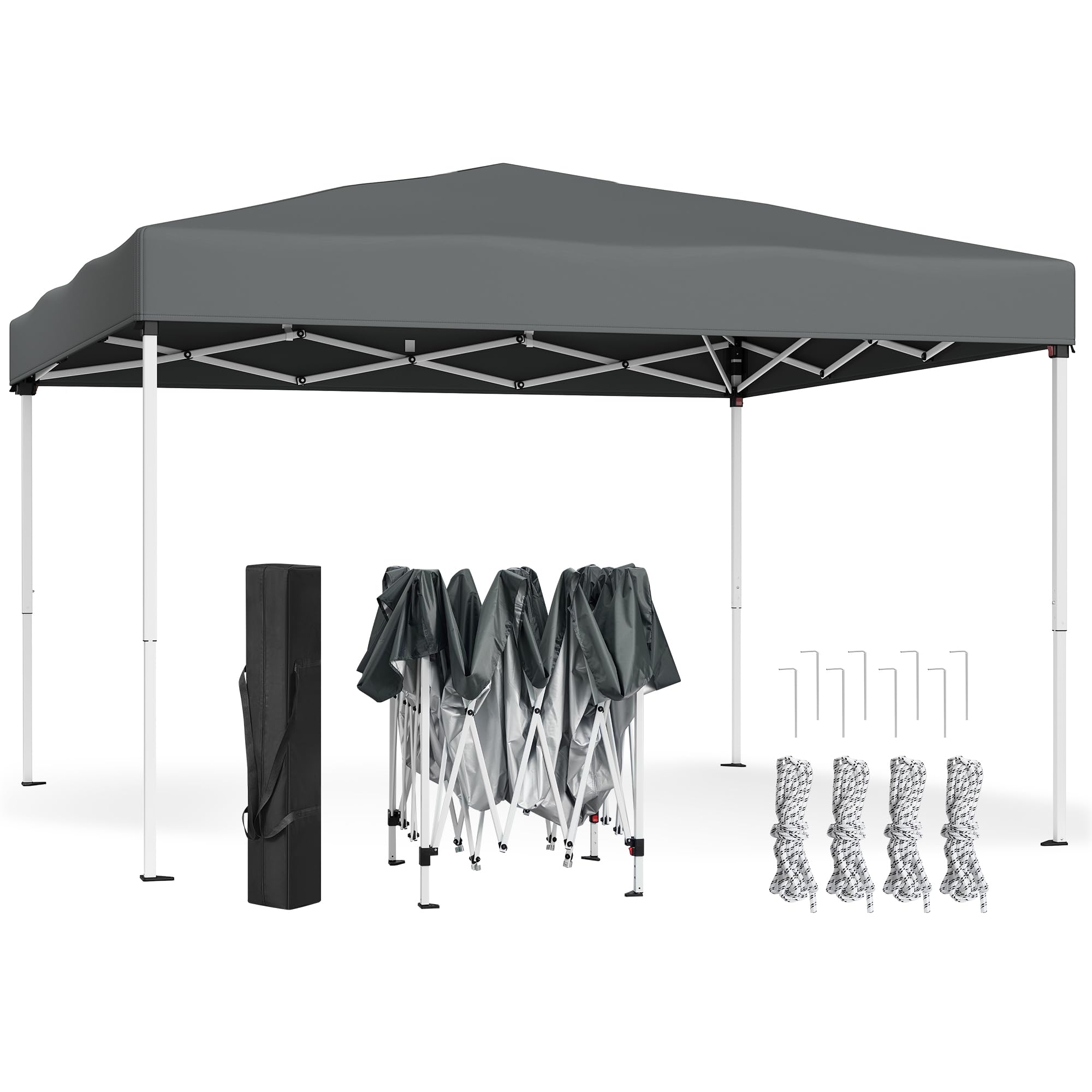 SONGMICS Pavillon 3 x 3 m, Faltpavillon, Gartenpavillon, Partyzelt, Sonnenschutz, Leichter Regenschutz, tragbar, für Hof, Garten, Markt, dunkelgrau GCT102GZ01