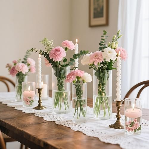 Miniatura 3 de DomeStar 4 jarrones cilíndricos de vidrio para centros de mesa, 4, 6, 8, 10 pulgadas de alto para ramo, vela flotante, decoración del hogar y boda