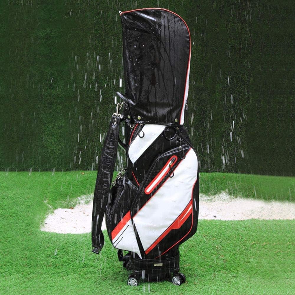Golf Club Carry Bags Golf Stand Bag for Men and Women Retractable Lightweight Waterproof Golf Carry Bag with Wheels Golf Club Set (Black 42x27x128cm)