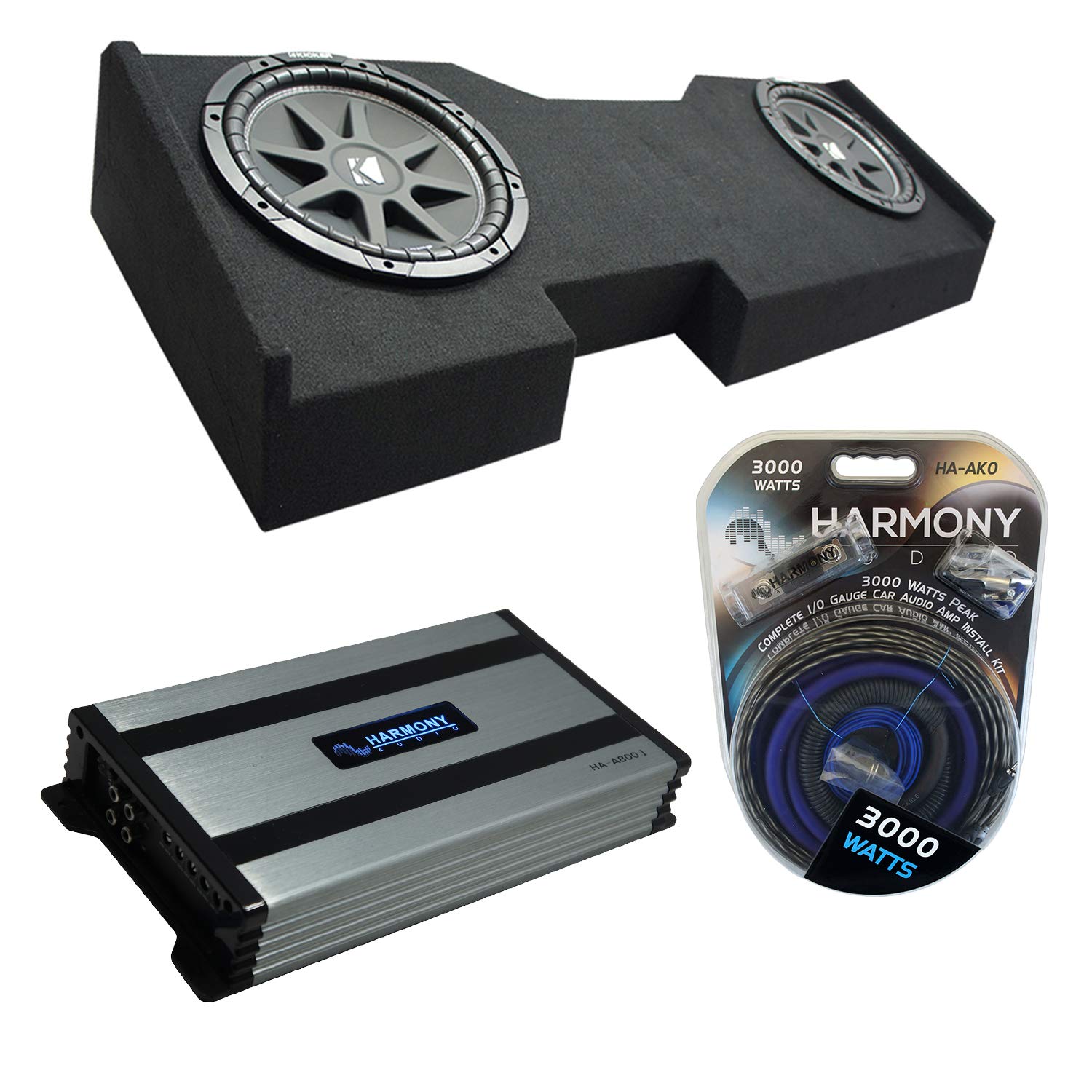 Harmony Audio Compatible with 2014-2018 Chevy Silverado Crew Cab Kicker Bundle Comp C10 Dual 10