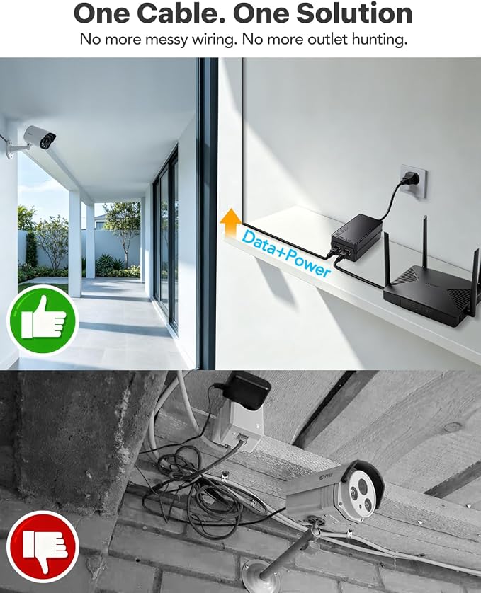 Inyector PoE+ Gigabit 30W con Cable Cat6 3.3ft miniatura 3