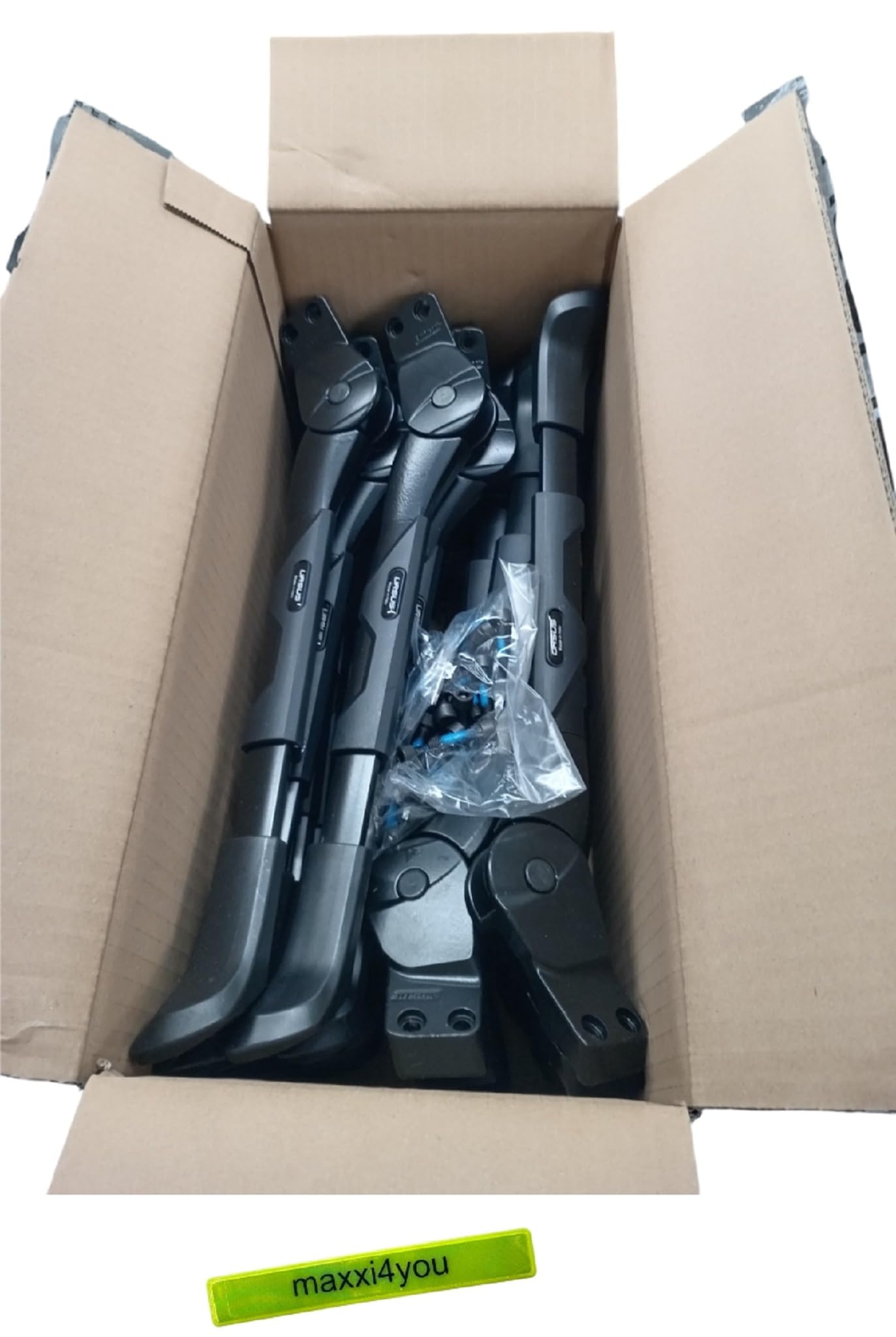 maxxi4you Fahrrad Hinterbauständer King Evo mit 18mm Platte schwarz - 20 STK. Paket inkl Reflexband