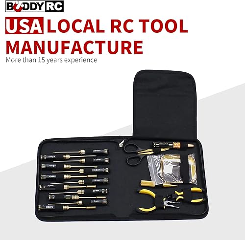 Miniatura 2 de Kit de herramientas RC Hobby, kits de reparación RC recubiertos de nitruro de titanio para helicóptero RC Quadcopter Drone Airplane (18 piezas)