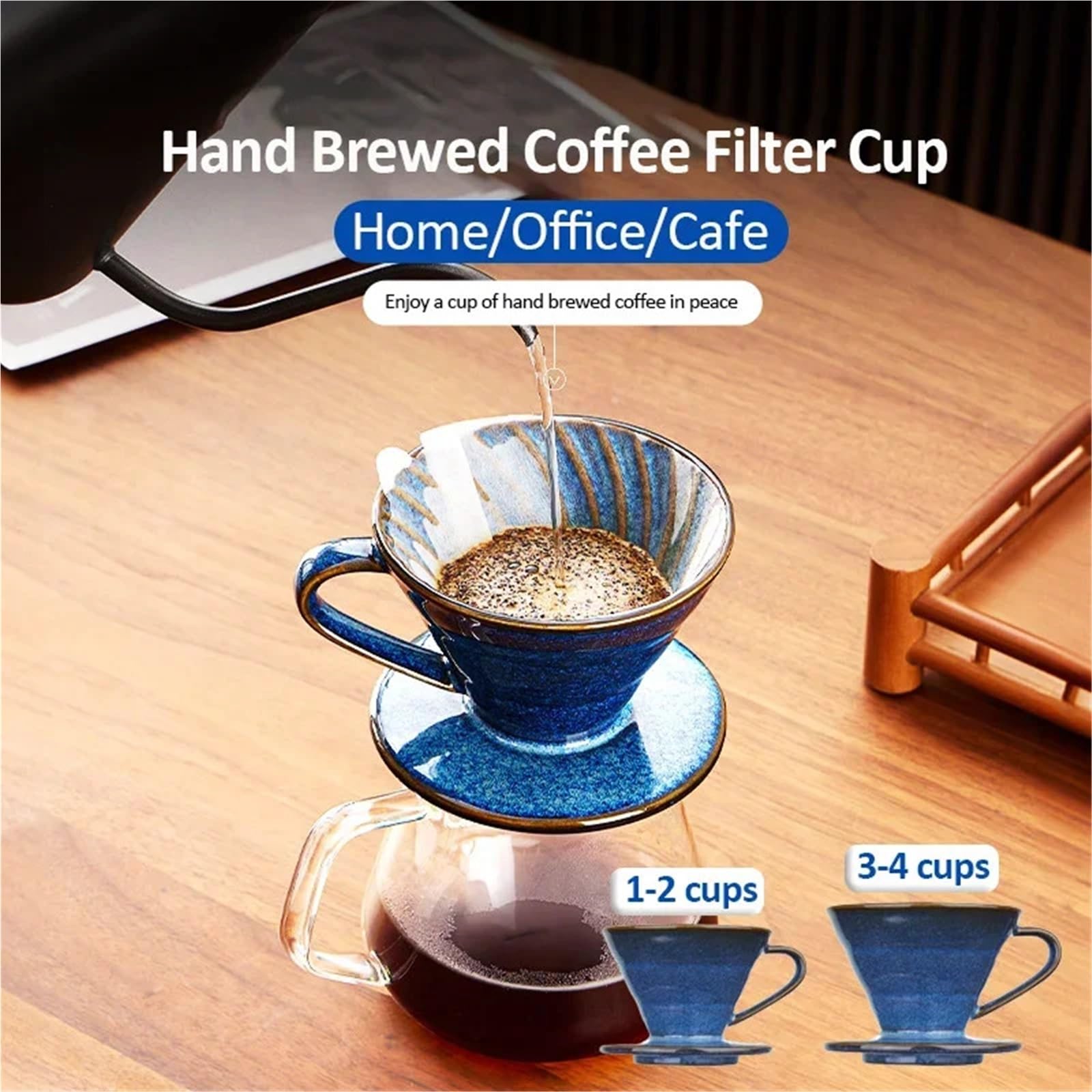 1 taza de filtro café cerámica reutilizable, embudo estilo V, accesorios for cafetera(Size-L)