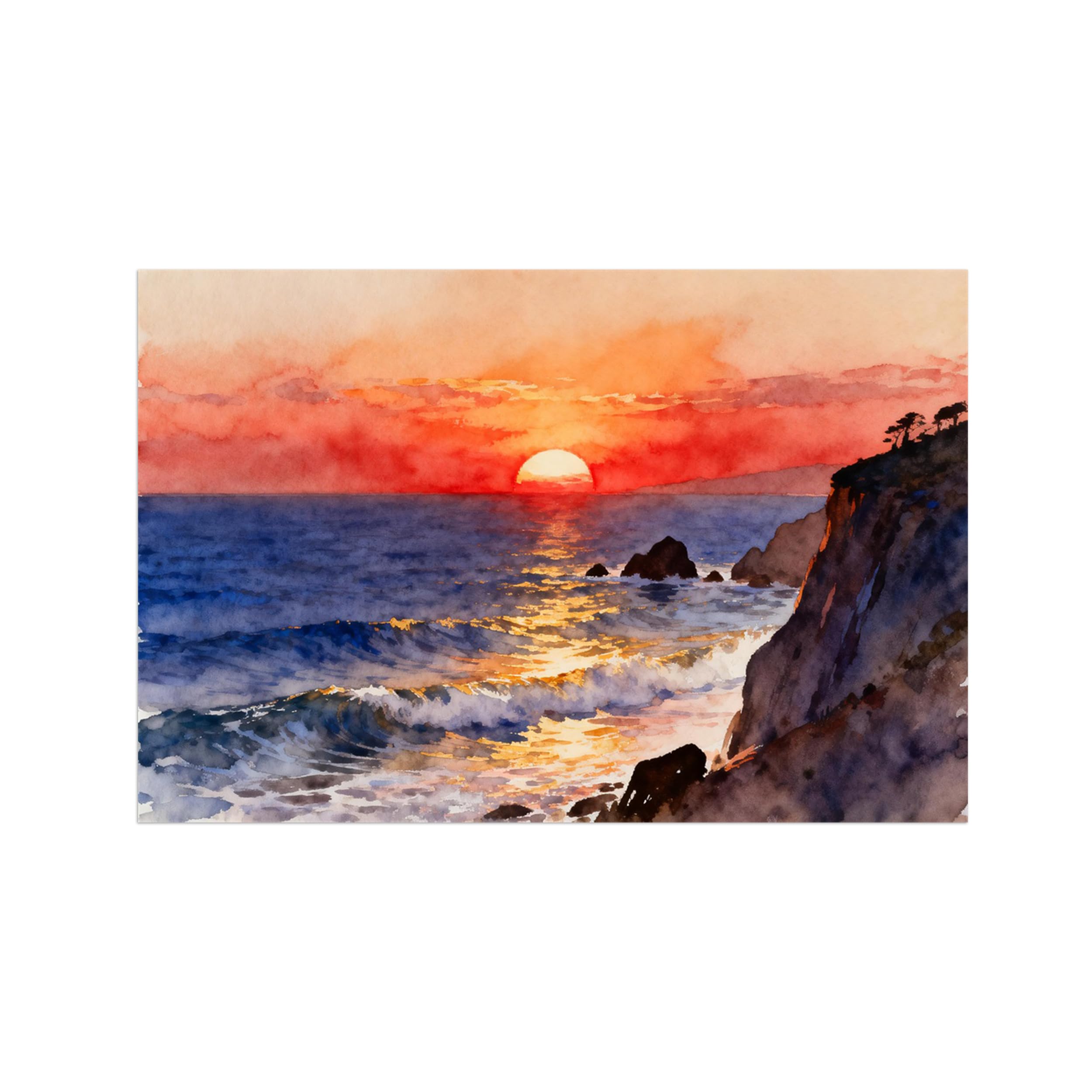 OZPWBVY Ocean Sunset Landscape Canvas Wall Art Print Painting 70x105cm Unframed